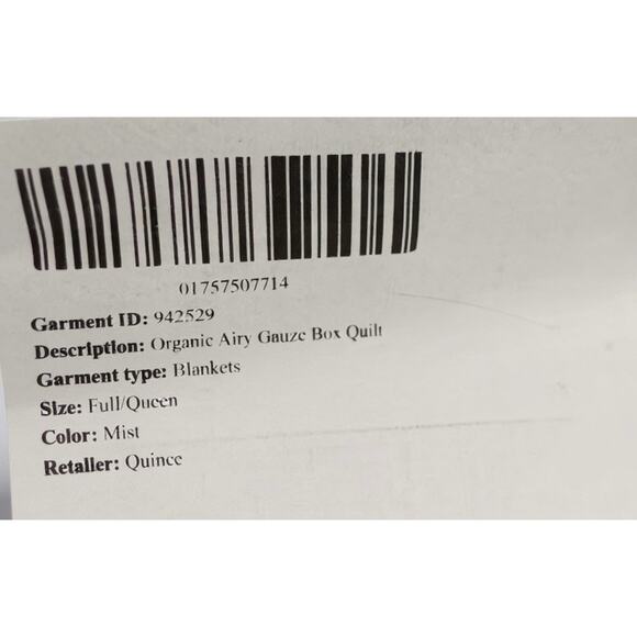 Quince Organic Airy Gauze Box Quilt FULL/QUEEN NWT Mist - Picture 4 of 4